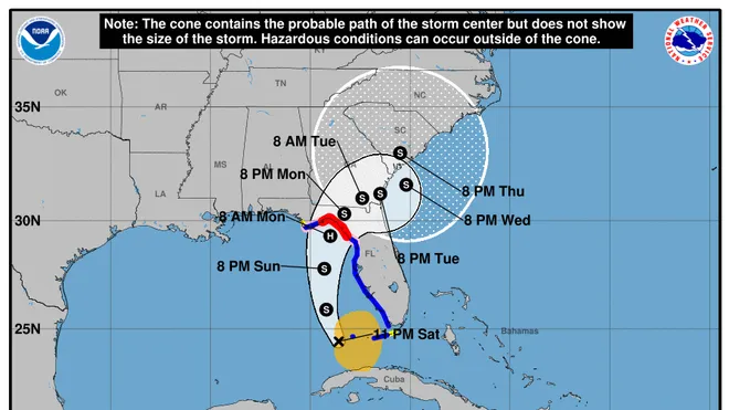 Hurricane Debbie dates of traveling onto Southern States.